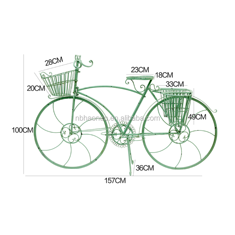 American country color bike model with flower basket on the ground decoration wedding flower shop clothing cafe decoration