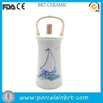 French pretty product tall customized Ceramic Pottery Wine Bottle Holder
