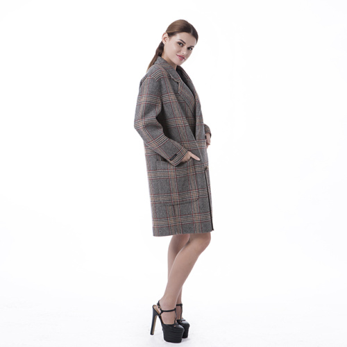 Fashion cashmere overcoat with fur collar