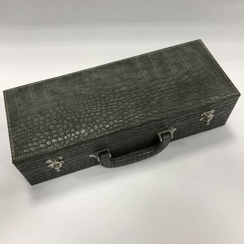 Caixa de armazenamento de couro de crocodilo cinza de alta qualidade