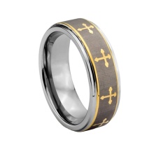 Wholesale 18K Gold Plated Nepal Gold Ring with Laser Crosses Engraving