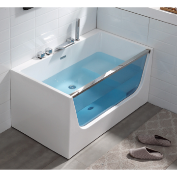 Vasca da bagno freestanding in acrilico con sedile con vetro