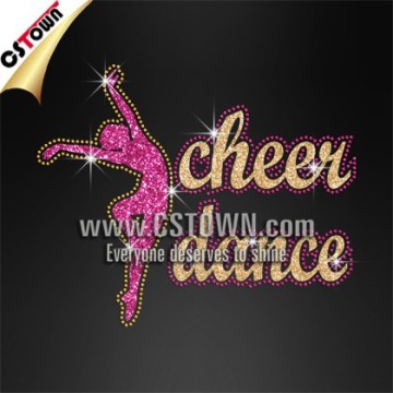 Cheer dance girl custom iron on crystal glitter custom iron on designs