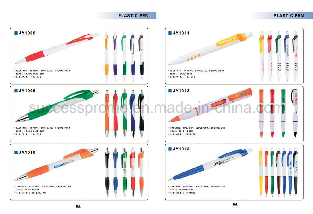 Plastic Ballpoint Stationery Pen with Customized Shaped