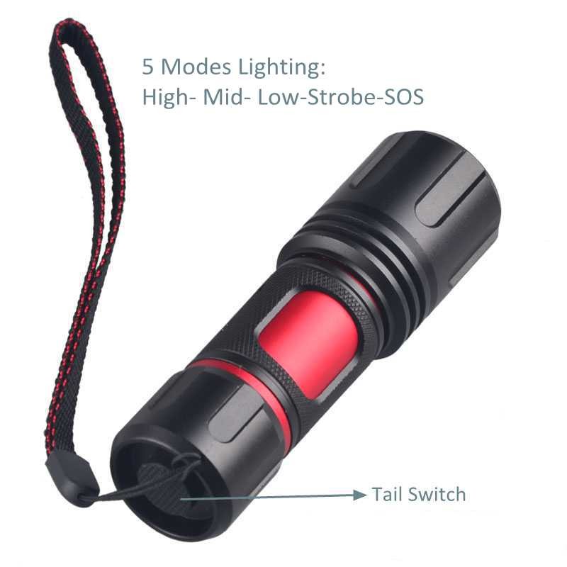 Ultra bright convoy L2 LED flashlight red aluminum 18650 or AAA zoom portable 1200 lumens xml2 led flashlight