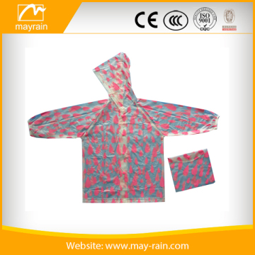 pink full pattern cute girls raincoat waterproof jacket