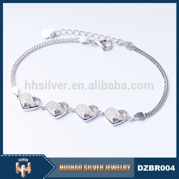 925 sterling silve zircon tennis heart bracelet