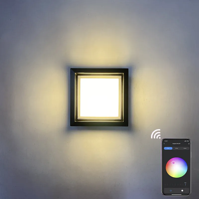 Smart Waterproof LED Wall Light with Tuya APP Control for Outdoor Use