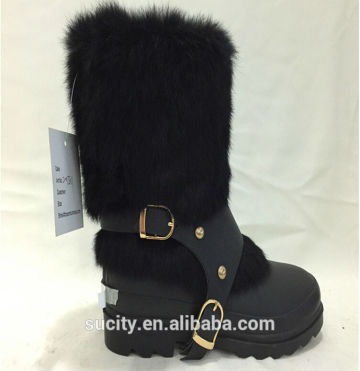 sexy ladies brown fur covered rubber rain boots