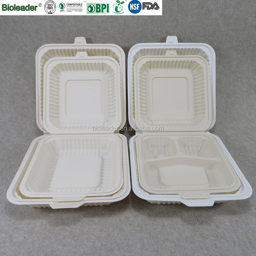 Factory Wholesale Eco-friendly Compostable Disposable Cornstarch Container Takeaway Food Box