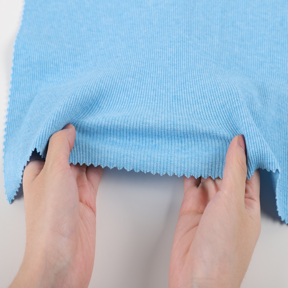 30s polyester cotton elastane 2x2 rib knit fabric