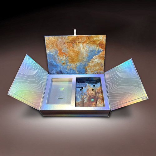 Puerta abierta de papel holográfico de lujo caja rígida magnética