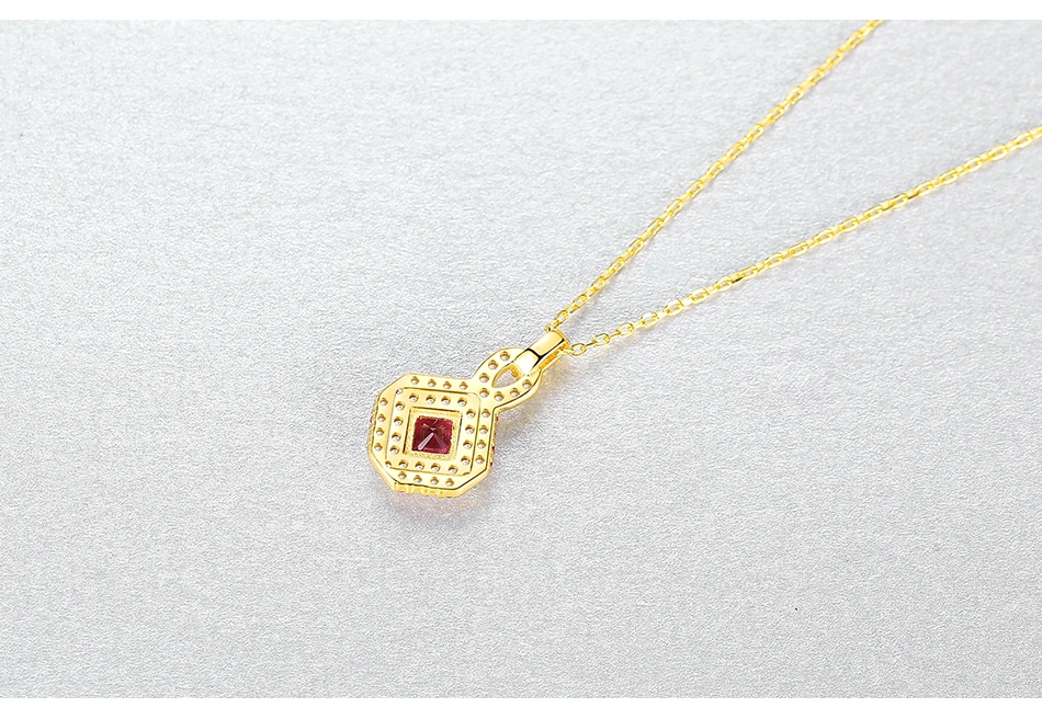 Design Colorful CZ Stone Gold Plated Silver Pendant Necklace