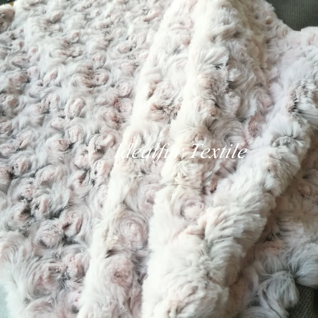 Rose Embossed Imitation Rabbit Fake Fur