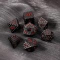 Dragon Scale Solid Metallic Polyhedral Dice Set of 7, Solid Metal Dragon Eye DND Dice Set