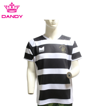 Kaos Rugby Katun Disesuaikan Fashionable Tahan Lama