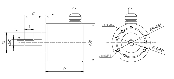 high IP grade 38mm magnetic technology solid shaft encoder