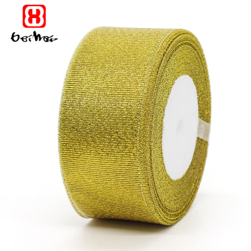 Double Faced Polyester Glitter Tape - Gold and Silver Metallic Glitter Ribbon for Gift Packaging
