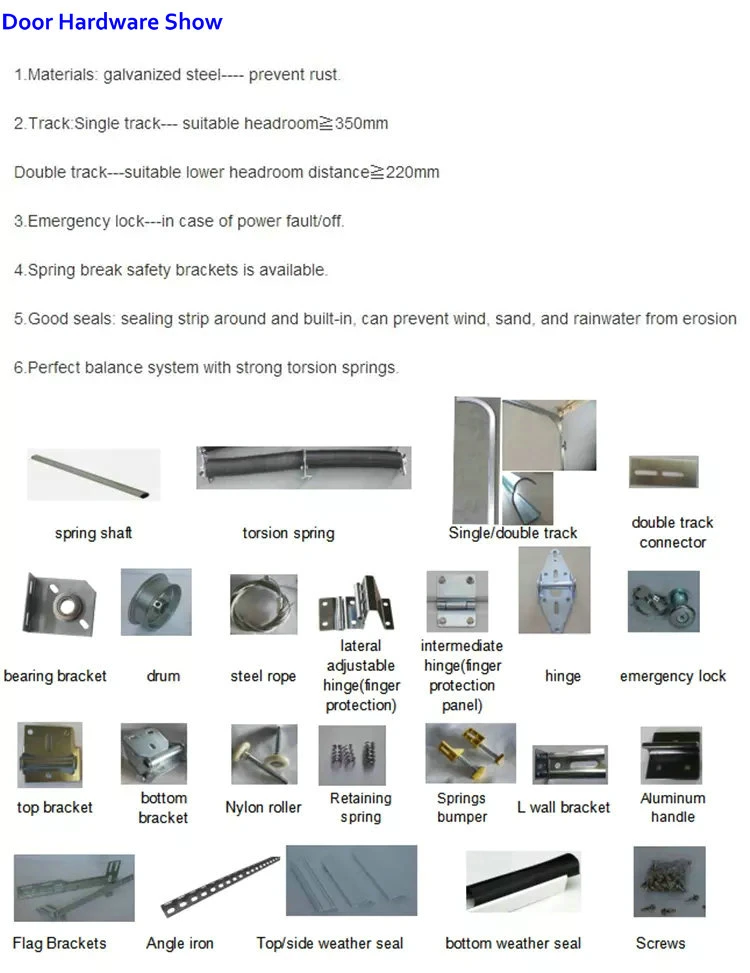 Remote Control Electric Safety and Convenient Aluminum Alloy Insulated Sectional Automatic Sliding Overhead Garage Door