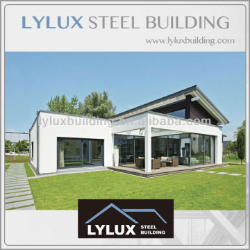 Steel modern prefab house single storey flat roof pre fabricated villa