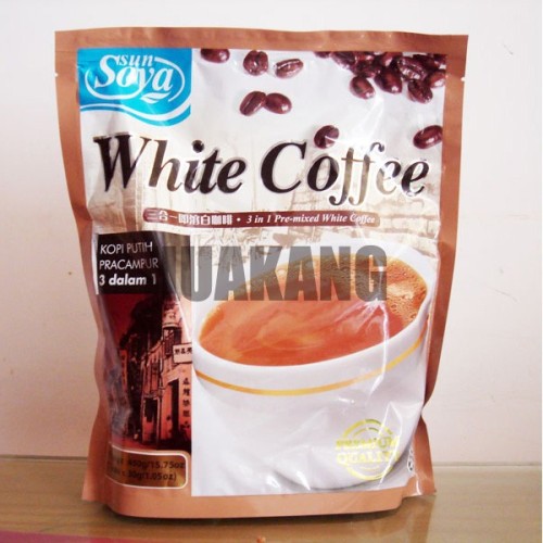 Large bottom gusset white coffee plastic bag