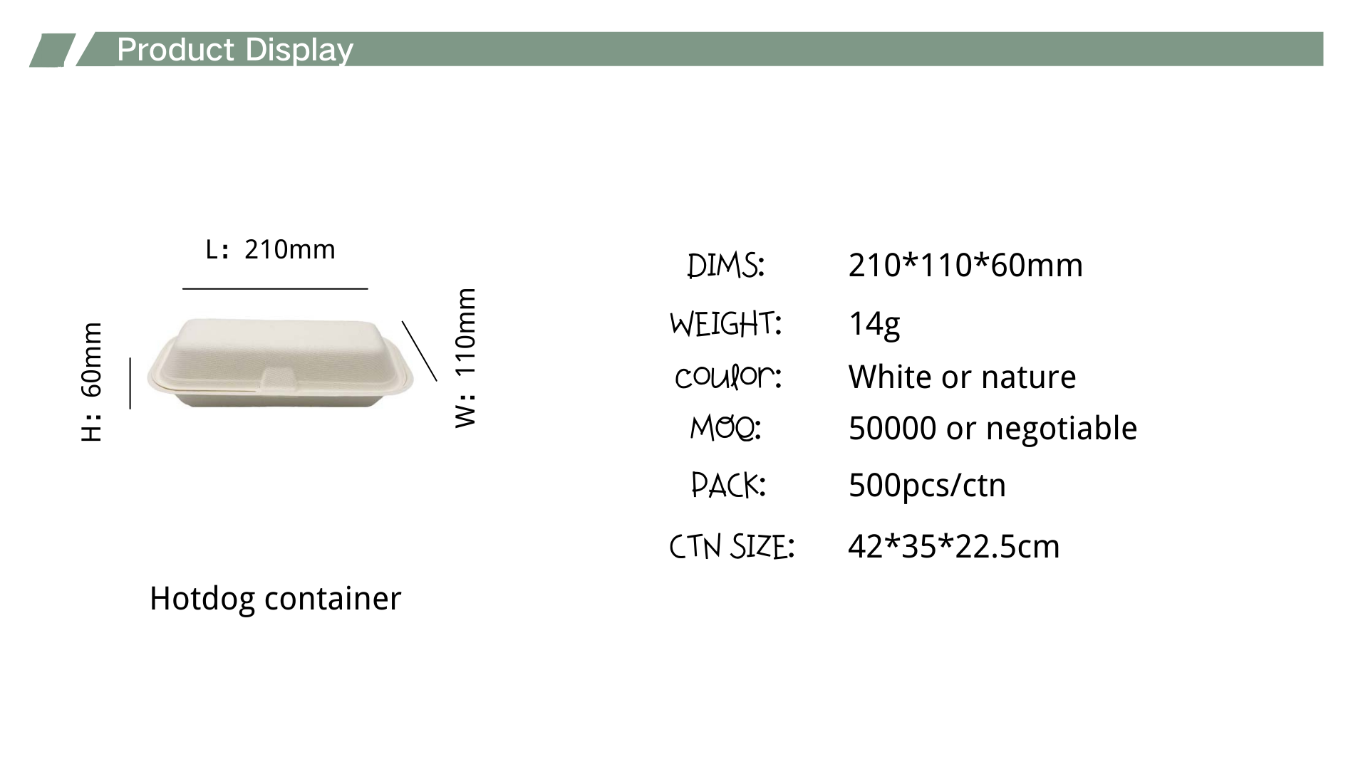 bagasse hotdog container