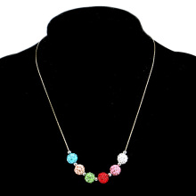 Multi Color Clay Shamballa Choker Beads Chain Necklace