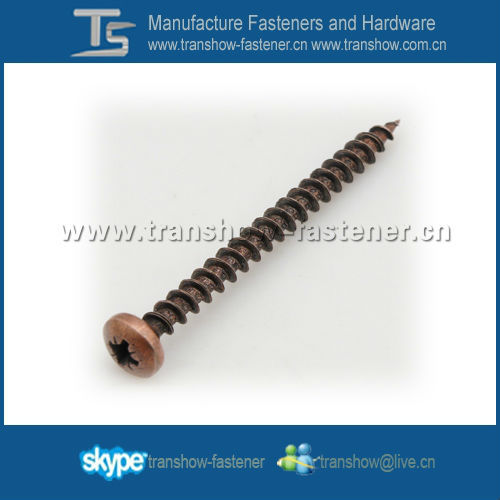 DIN7505 bronze coated pan head chipboard screw