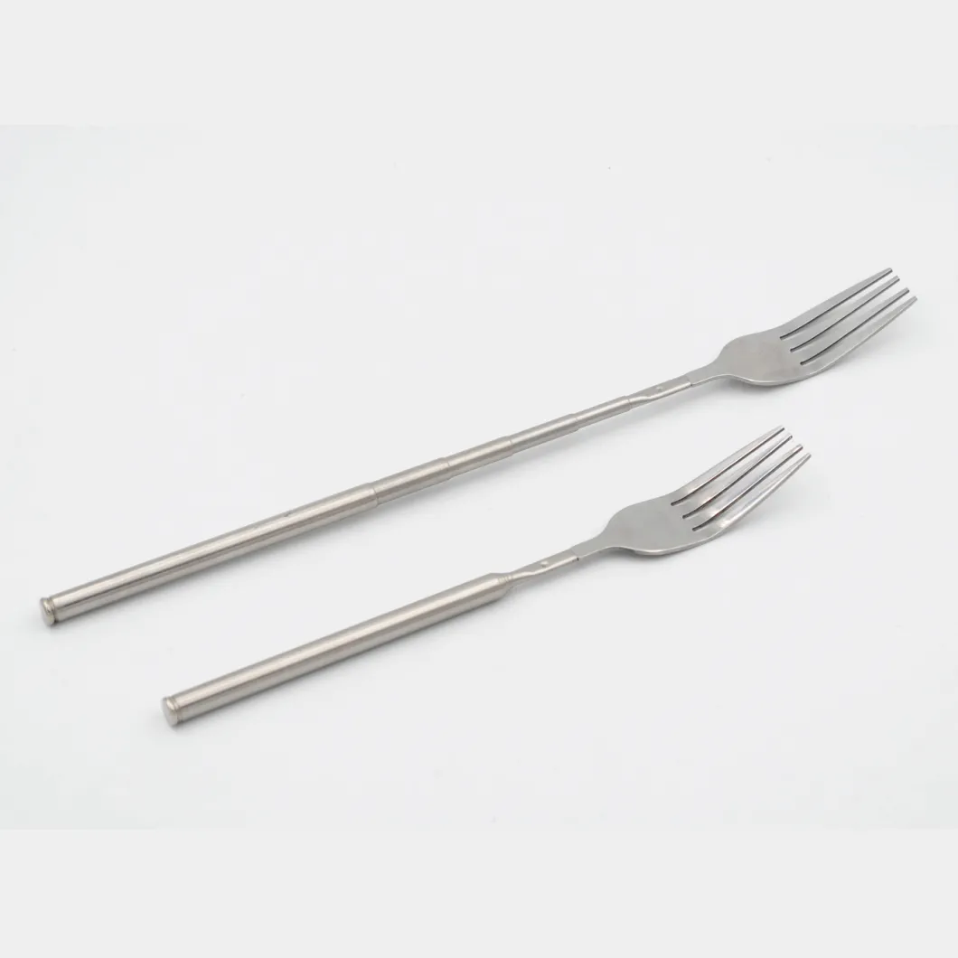 Camping Tableware Retractable Spoon Fork Convenient to Carry Aluminum Telescopic