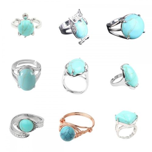 Assorted Turquoise Beads Rings Owl Shape Turquoise Ring for Women Heart Turquoise Rings for Girl Women Turquoise Adjustable ring