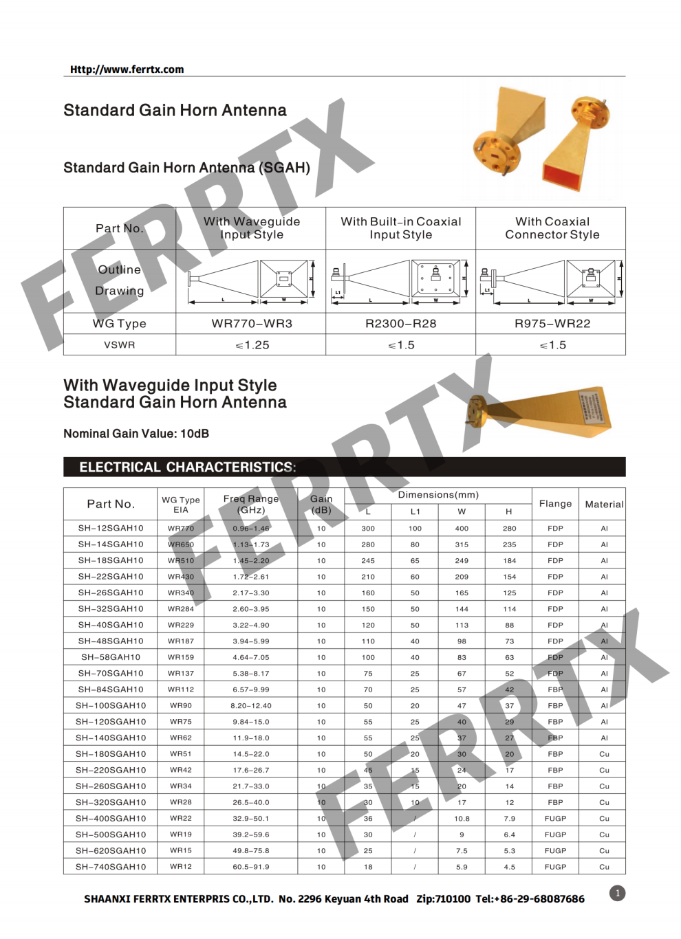 Antena de bocina de ganancia estándar Standard Gain Horn Antenna
