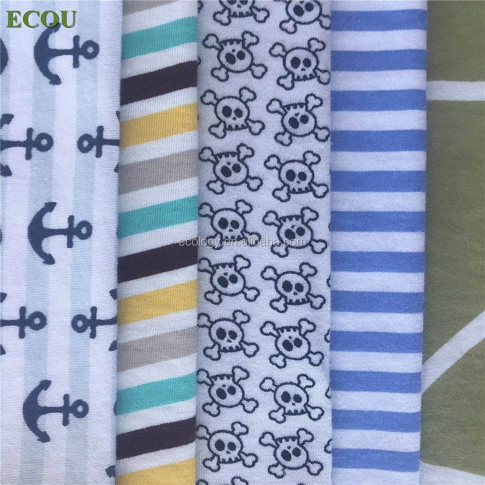 Certificated organic cotton fabric factory interlock dyeing and printing by certificated organic cotton print fabric