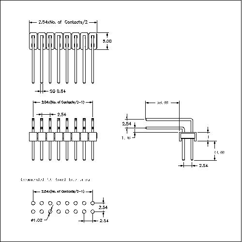 2.54 mm Pin Header Dual Row Angle ReverseType PHER04B-XXD-AB-XXX