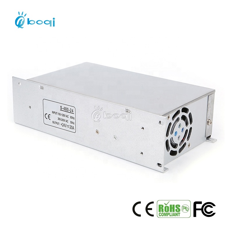 boqi CE FCC 24v power adapter 20a 480w led power supply for CCTV LED Strip