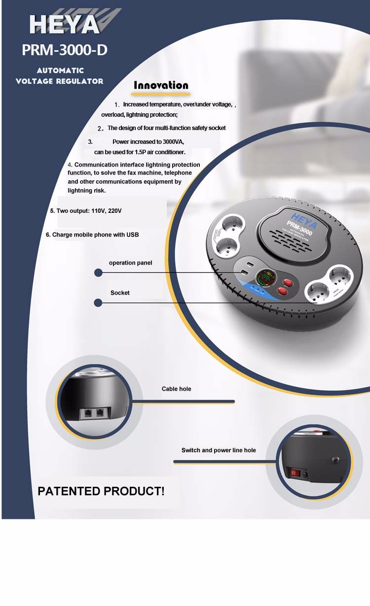 Air Conditioner 3KVA Voltage Stabilizer Voltage Regulator With All Protections