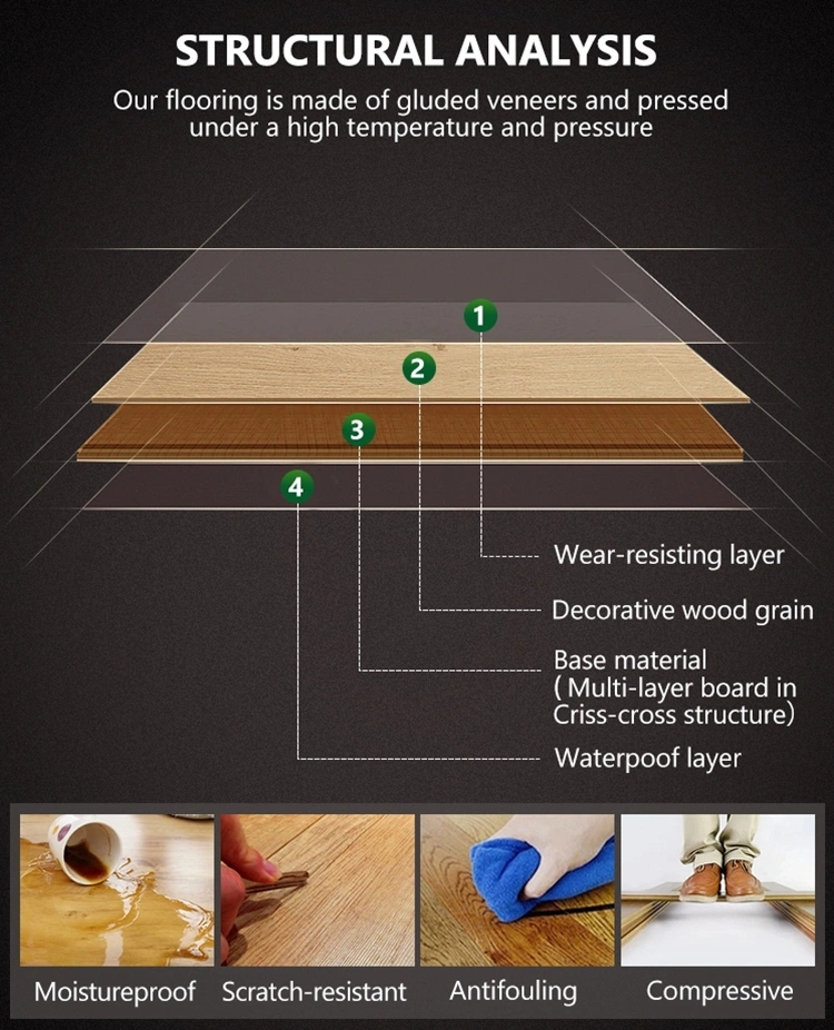 Engineered Herringbone Parquet Wood Laminate Flooring Oak 12 mm