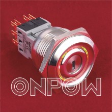 Onpow Metal Illuminated Keylock Switch (LAS1-BGQ30-11Y/21/RG/12V/S, 30mm, CE, RoHS)