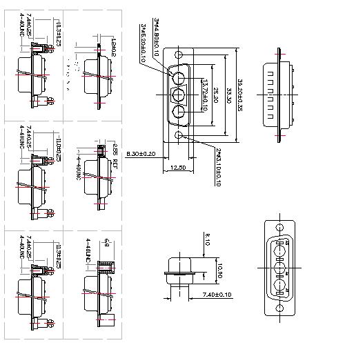 PDC3V3-MXXXX00 Coaxial D-SUB 3V3 MALE Solder Cup 