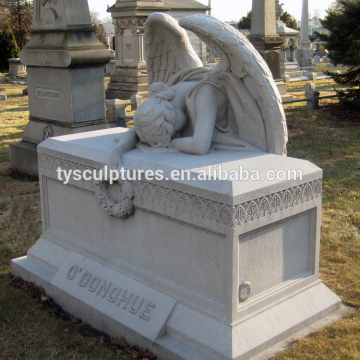 China factory custom granite stone sad weeping angel tombstone for cemetery decoration