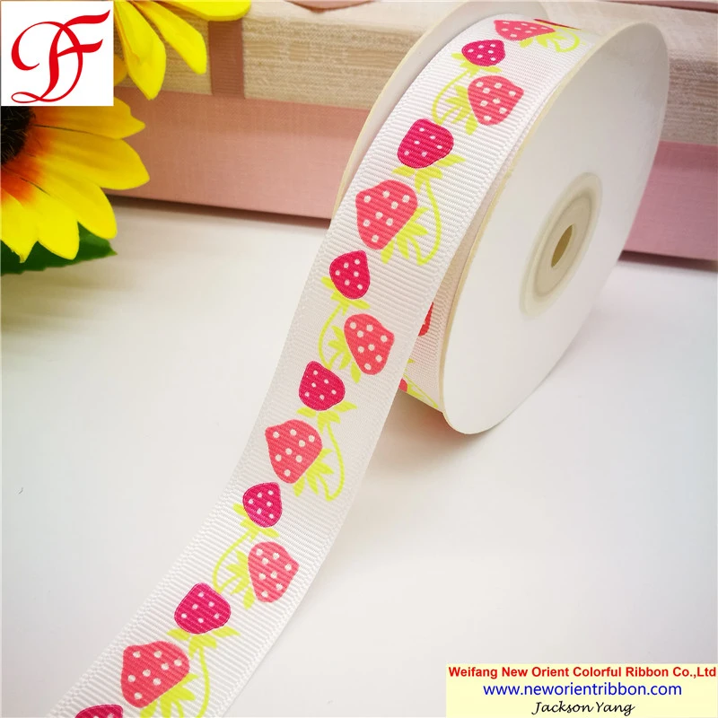 China Wholesale 100% Polyester Grosgrain Ribbon with Printing for Christmas/Seasons Festival