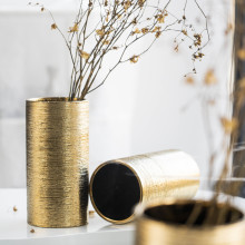 Nordic Luxury Handmade Gold Vase with Ceramic Ornamentation