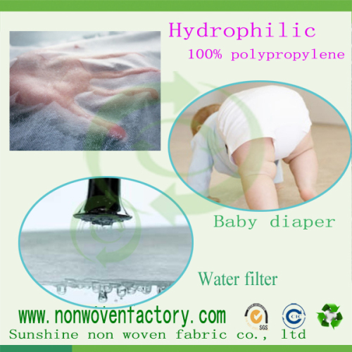 Hydrophilic Spunbond PP Nowoven Fabric Raw Materials for Diaper Making