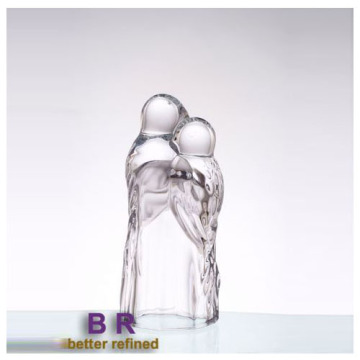 Pareja de cristal de estatua de loro para decoración del hogar