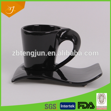 ceramic coffee mug with saucer , high quality cappuccino ceramic mug with saucer