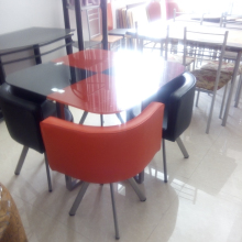 black and white tempered glass dinning table T9092A / glass dinner table /round dining table