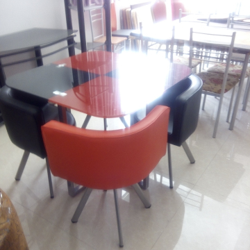 black and white tempered glass dinning table T9092A / glass dinner table /round dining table