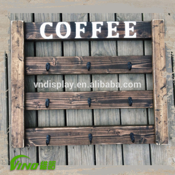 coffee cups holder , wooden mug rack , wall mounted coffee mug rack