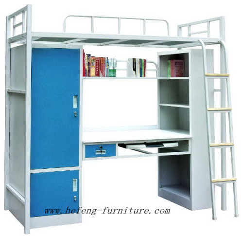 Metal Frame Bunk Bed With Wardrobe/Cabinet