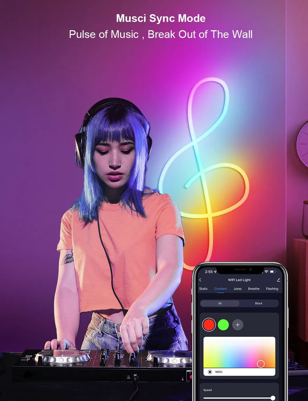Graffiti WiFi Smart, DIY Styling, Music Neon Light Strip, Music Light Bar