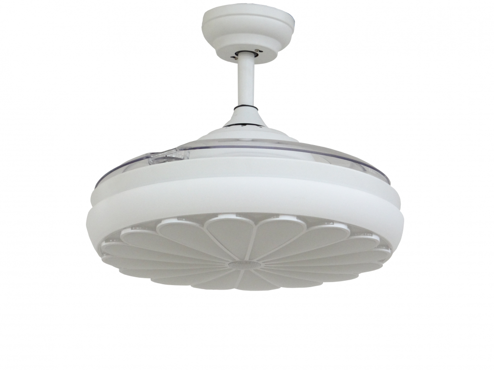 White Modern Retractable Fan Lamp with 3-Blades